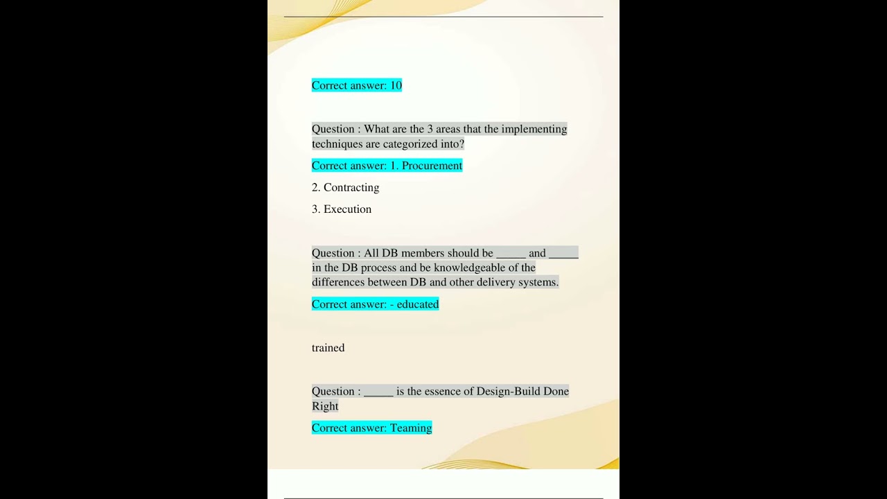 DBIA EXAM 2 STUDY GUIDE PRACTICE QUESTIONS AND ANSWERS 100% VERIFIED