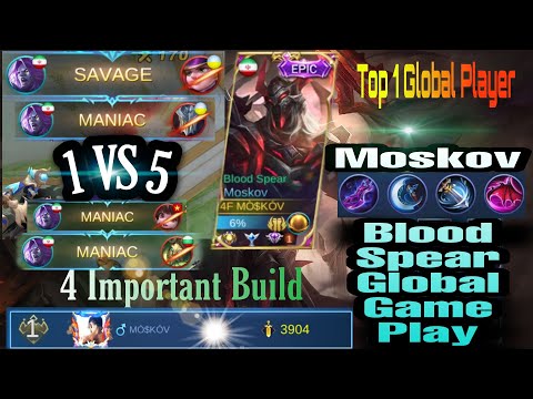 Top 1 Global Moskov Game play Mlbb 1 vs 5 Savage Time 2021 Only On Spear Of Shadows