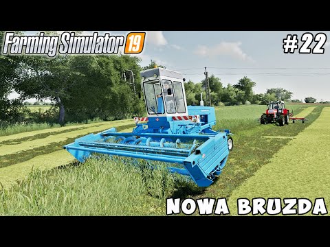 Mowing grass with new mower, making hay bales | Nowa Bruzda | Farming simulator 19 | Timelapse #22