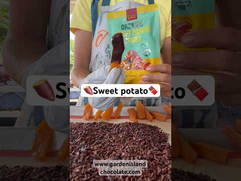 Dried sweet potato🍠 dipped in our 85% cacao and laid on a bed of cacao dips- my personal snack🥰🍫