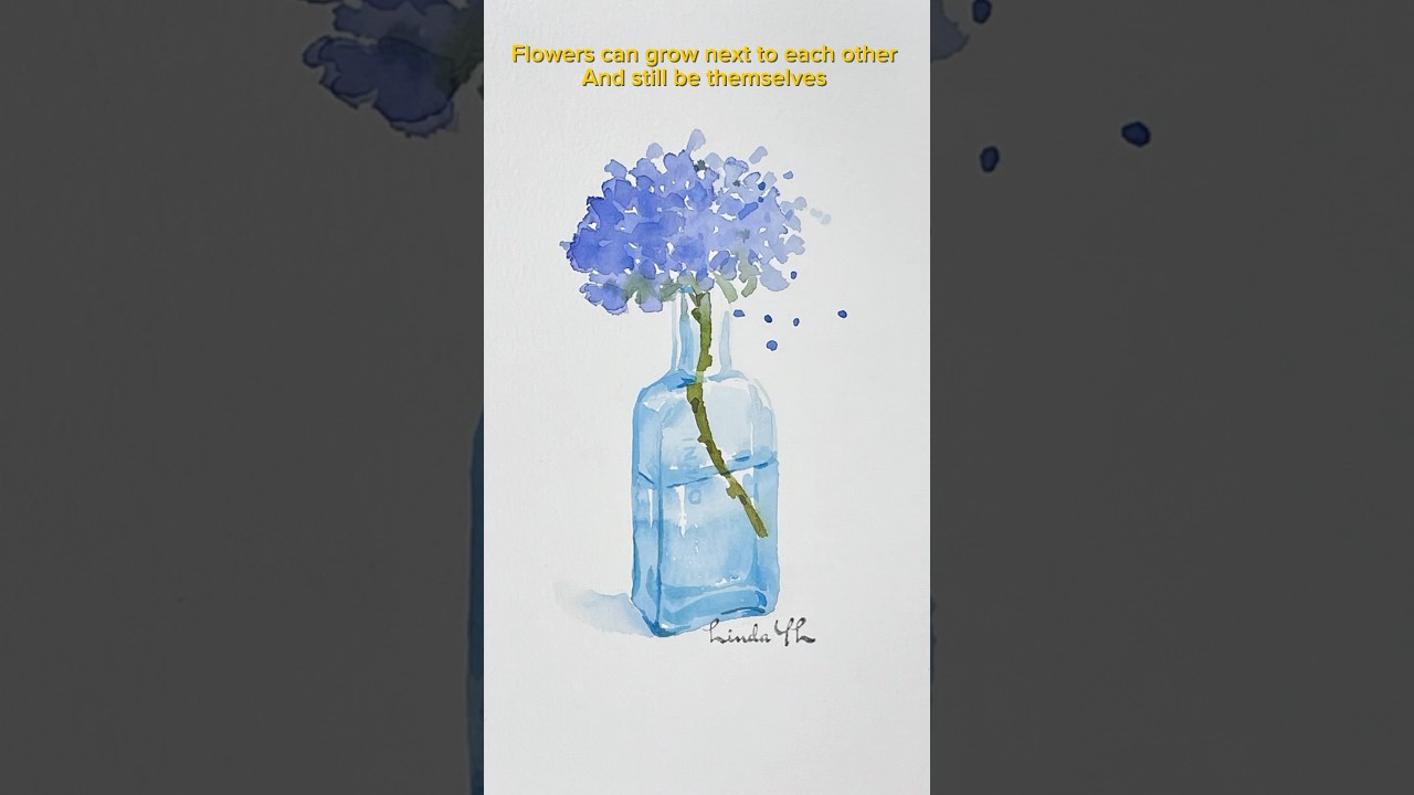 Easy to paint watercolor hydrangea flower #art #watercolor