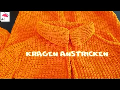 Kragen anstricken. Strick Jacke am Stück mit Sattelschulter Raglan (RvO) - Teil 9