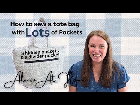 How to make a Tote Bag with Lots of Pockets including Zippered Pockets  and Inside Divider Pocket