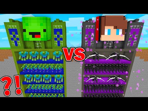Zombie Mikey VS Enderman JJ: Epic Minecraft Base Battle!