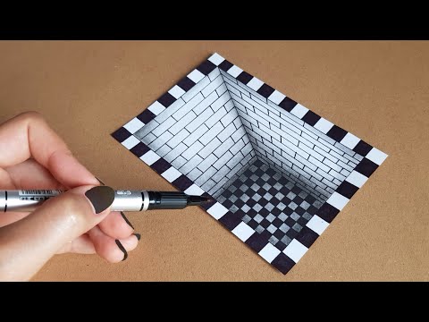 VERY EASY!! HOW TO DRAW 3D HOLE ILLUSION || 3D TRICK ART ON PAPER - 3D DRAWING HOLE EASY- 3D DRAWING