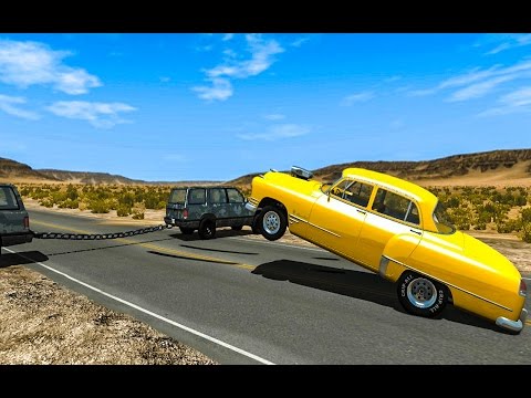 CHAINED CAR CRASHES!! - BeamNG Drive