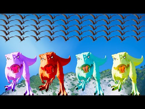 Team Rexy Color Pack vs Spinosaurus, I-Rex, Indoraptor - Jurassic World Evolution Dinosaurs