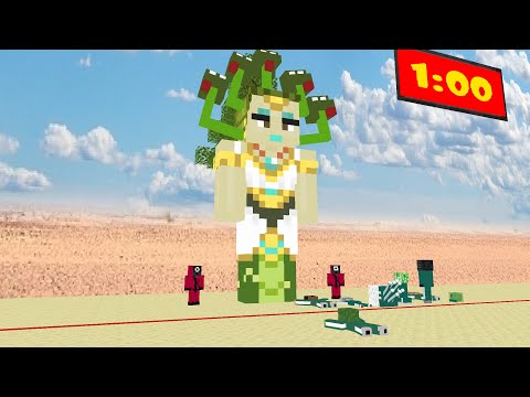 Monster School :SQUID GAME | GREEN LIGHT, RED LIGHT CHALLENGE | MEDUSA ROBOT - Minecraft Animation