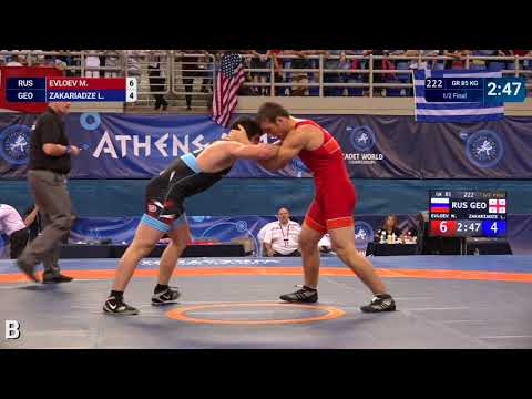 1/2 GR - 85 kg: M. EVLOEV (RUS) df. L. ZAKARIADZE (GEO) by VPO1, 7-4