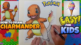 How to Draw Charmander | POKÉMON | Easy Art Lesson for Kids & Beginners