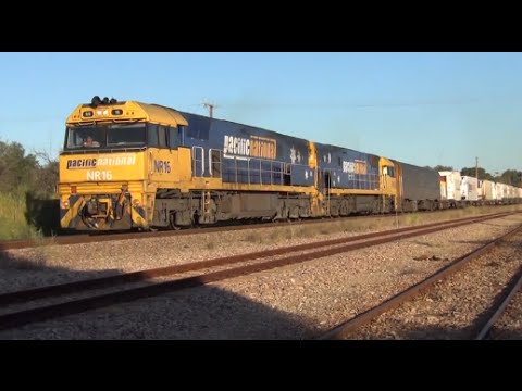 NR16, NR43 Leading a Adelaide - Perth Intermodel through Crystal Brook, SA