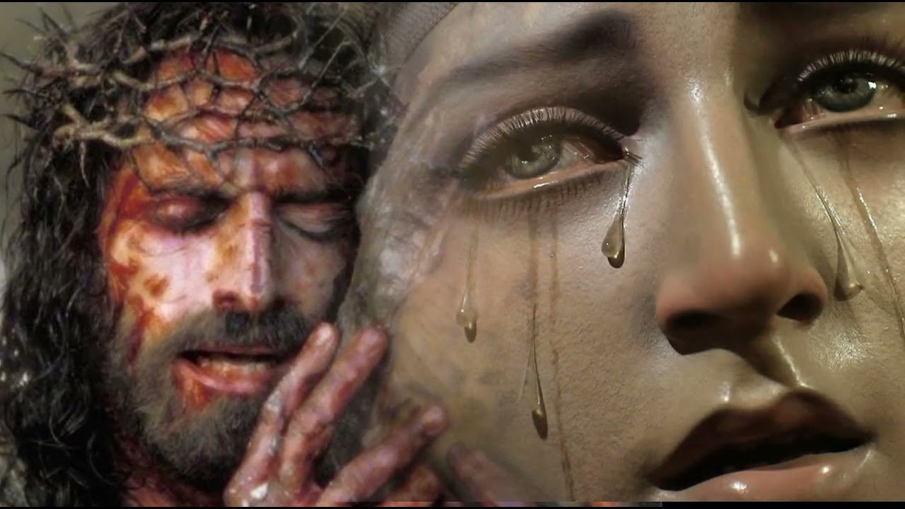 Cantando o Terço da Coroa das Lágrimas de Nossa Senhora.