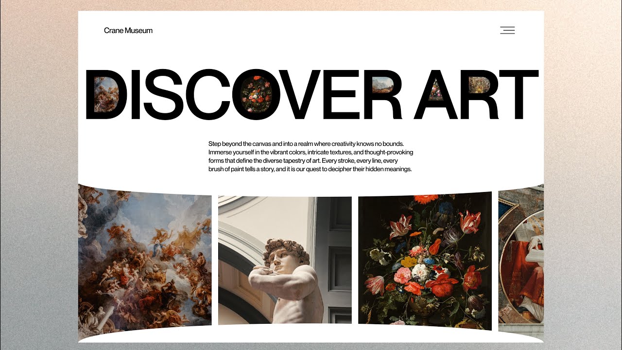 Gallery UI with bent image carousel prototype in figma