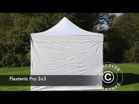 FALTZELT FLEXTENTS PRO 3X3M WEISS, MIT 4 SEITENWÄNDEN