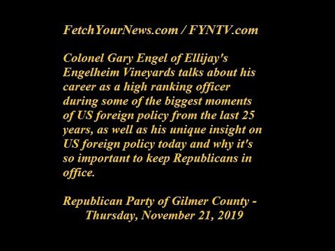 Colonel Gary Engel of Engelheim Vineyards discusses foreign policy, keeping Republicans in office