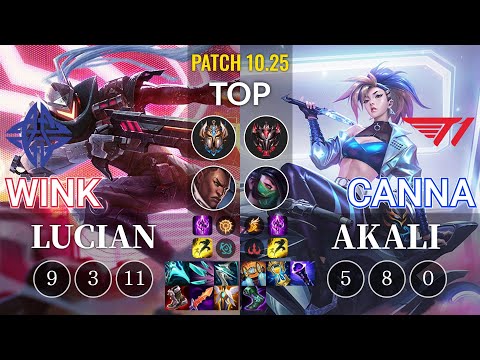 ES Wink Lucian vs T1 Canna Akali Top - KR Patch 10.25