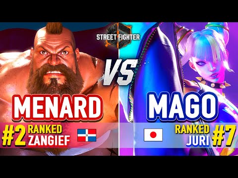 SF6 🔥 MenaRD (#2 Ranked Zangief) vs Mago (#7 Ranked Juri) 🔥 SF6 High Level Gameplay