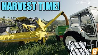 HARVESTING AND BAILING THE FIELDS | FOUR WHEAT FIELDS | NEW HEADER | FARMING SIMULATOR 2019 #4
