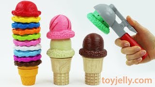 Kids Learn Colors Yummy Toy Ice Cream Cones Cart Playset Surprise Strawberry Orange Fruits Baby Toys