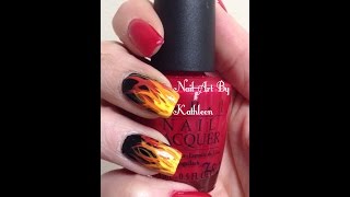 Easy Flames Fire Nail Art