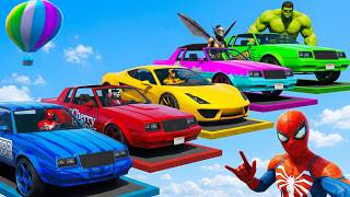 Desafio legais em Carros, Motos, Paraquedas com Homem Aranha, Hulk e Super Heróis GTA V