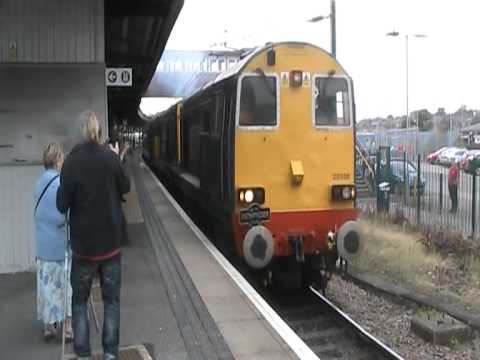 The thrash monsters 20308+20312 erupt out of York on a charter.