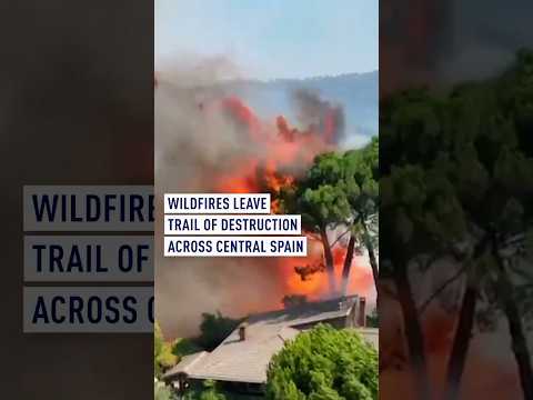 Wildfires leave trail of destruction across central Spain #worldnow