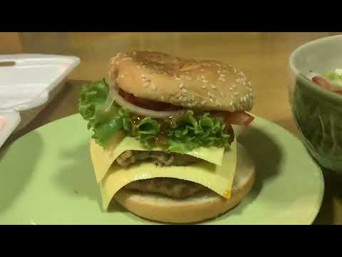 American Fried Rice, Deluxe Double Cheeseburger, Tuna Salad and Fresh Water