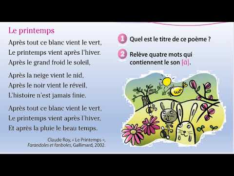 le printemps poème de CP coquelicot U8 Claude Roy, printemps chanson de saison de joie