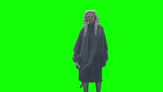 Ahsoka dodging a lightsaber green screen