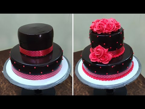 How To Make Red Black Combination Chocolate Step Cake Design | Chocolate Step Cake | Chocolate Cake