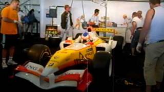 preview picture of video 'F1 RWS Hungaroring Renault Box Mogyorod Hungary Box Alonso Car DJ Sharkey 20090613'