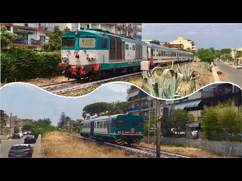 Treno Intercity 559 e Treno Regionale 5536 in transito nei pressi del segnale di protezione di Locri