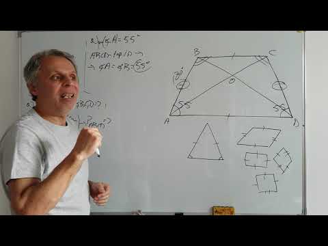lecții 62: TRAPEZ 2: T. ISOSCEL: calculăm unghiuri, perimetru, diagonală; teorie, problemă rezolvată