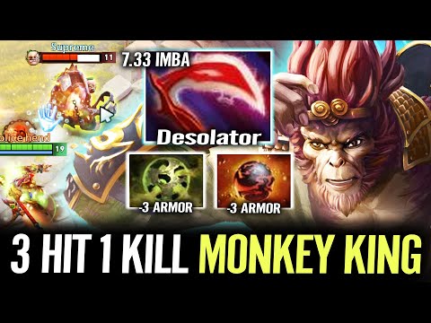 3 Hit 1 Kill - Max Armor Reduce 7.33 Meta Dota 2 Carry Monkey King