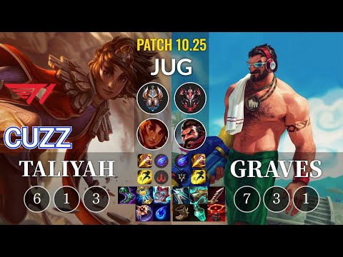 T1 Cuzz Taliyah vs Graves Jungle - KR Patch 10.25