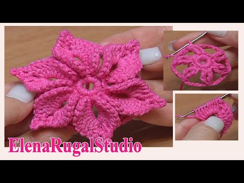 Crochet 3D Flower Tutorial 46 Fleur au crochet facile à réaliser
