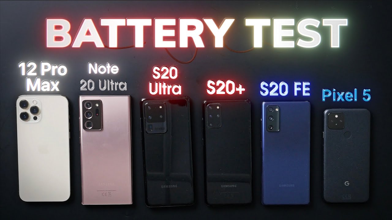 BATTERY Life Test: iPhone 12 Pro Max vs Samsung Galaxy Note 20 Ultra / S20 series vs Pixel 5