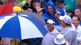 Rich Beem celebrates with the fans at PGA Championship by PGA TOUR