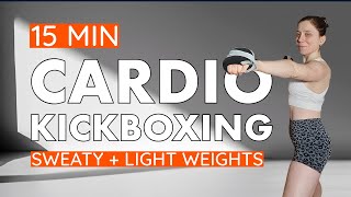 15 MIN TABATA KICKBOXING | Cardio Debout Pour Se Défouler | + Poids Légers Optionnels