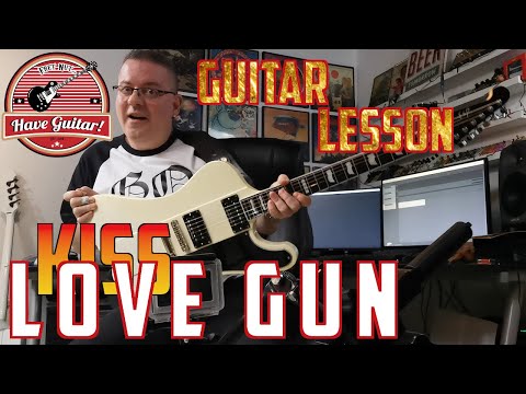Love Gun by KISS|Rhythm & Lead guitar lessons with Tabs