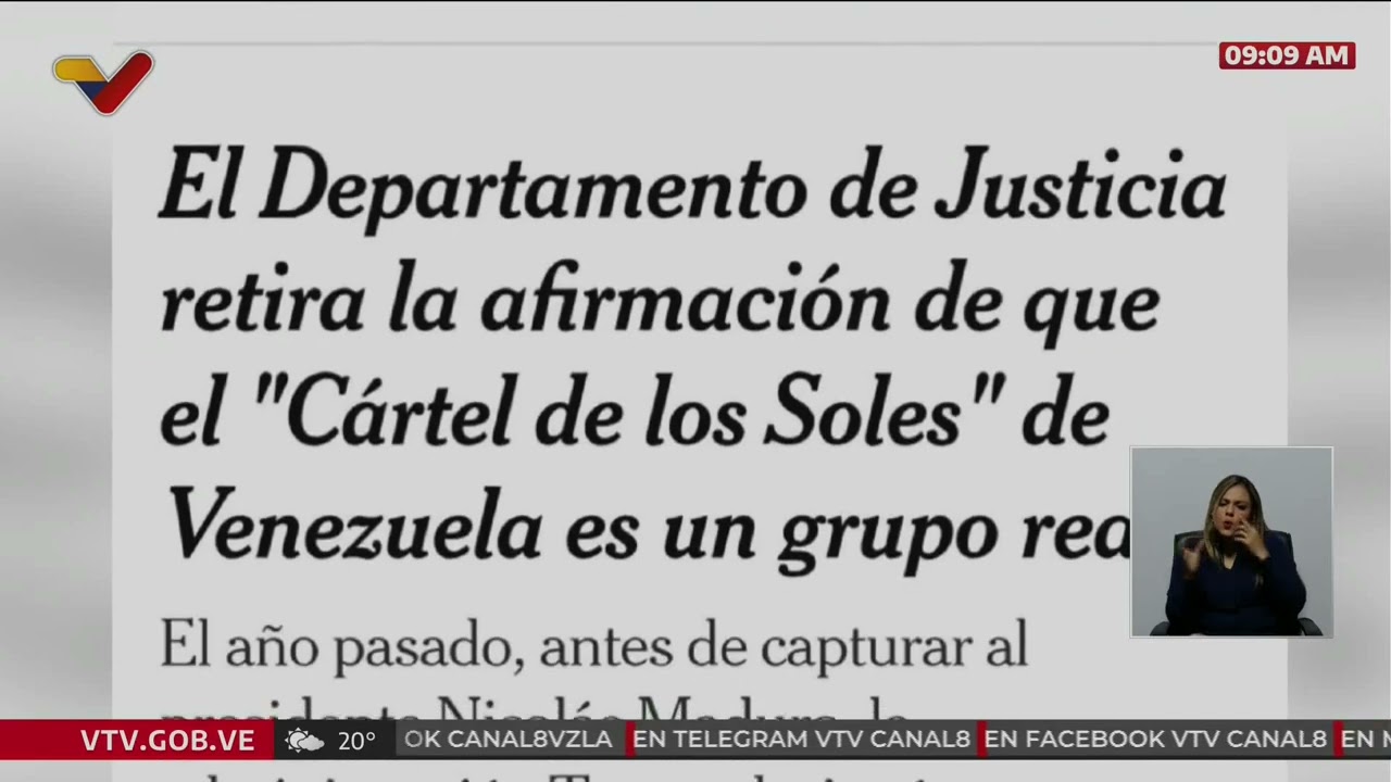 Departamento de Justicia retira afirmación de que "Cartel de los Soles" sea un grupo real: NYTimes