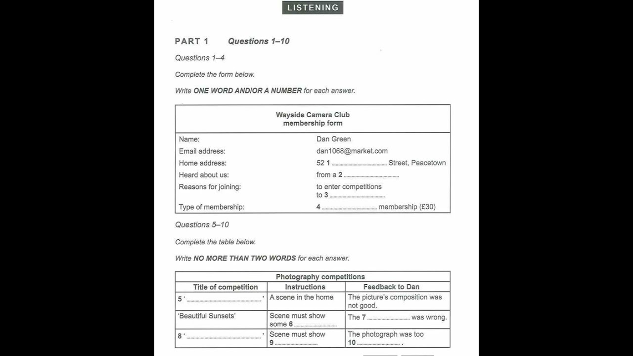 Cambridge 18, Test 3, Part 1