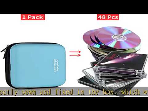 LIOVODE DVD Case, 48 Capacity EVA CD Case Holder Storage Organizer Portable Protective DVD Wallet H