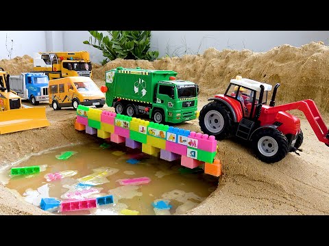 Bridge Construction Vehicles, Concrete Dump Truck, Bulldozer | Funny stories police car | BIBO TOYS