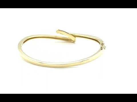 9ct Yellow Gold Diamond Plain Polished Bangle - 05460093 | Johnsons Jewellers