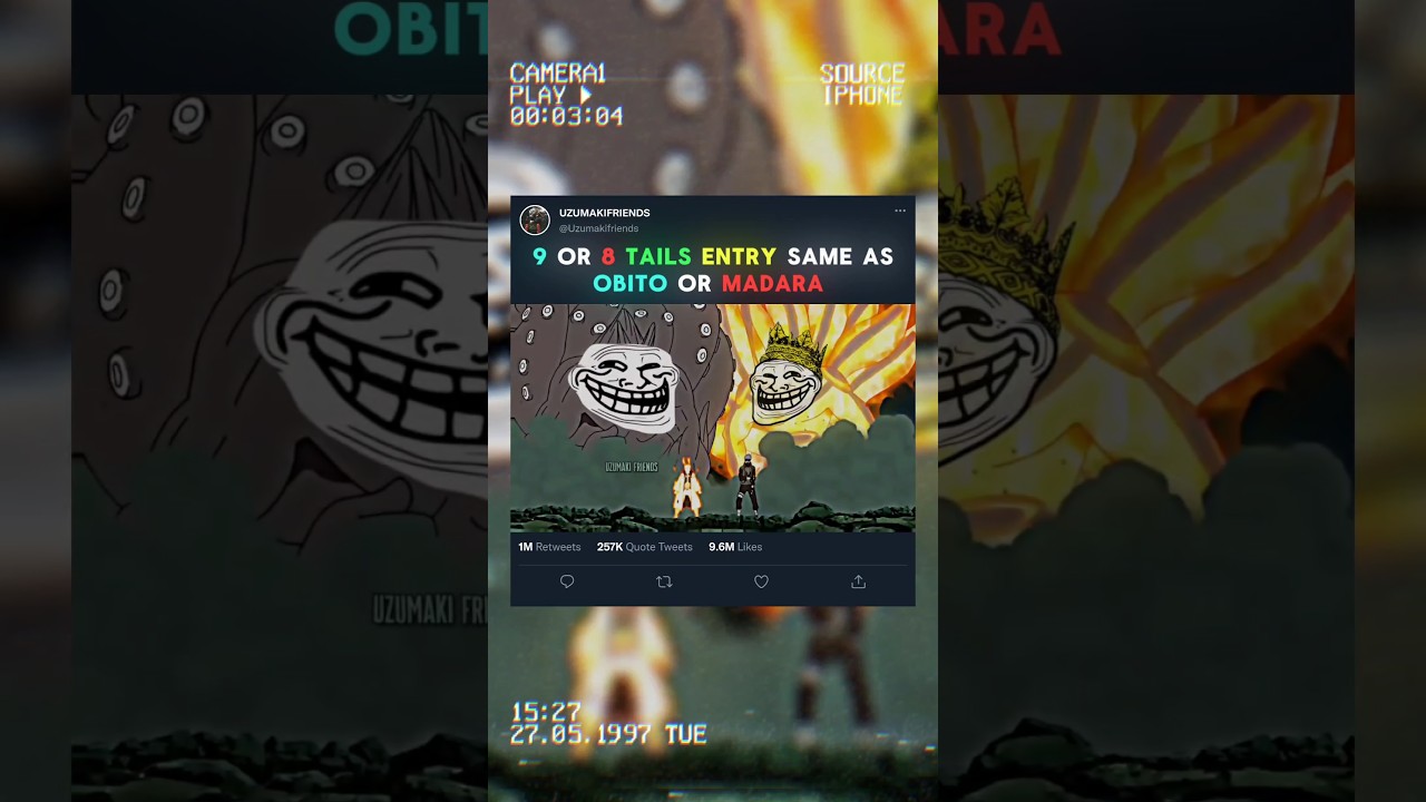 😍 9 OR 8 TAILS ENTRY SAME AS OBITO OR MADARA..🔥 #ninetails #obito #madara #narutoshippuden