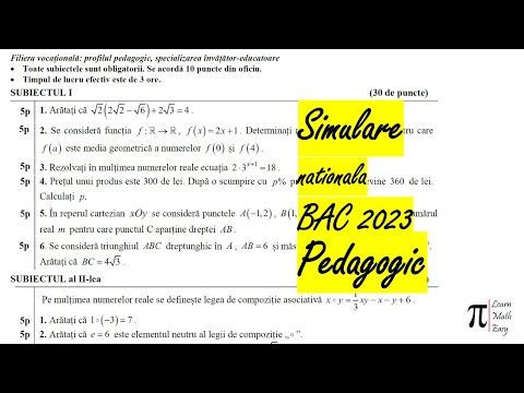 Simulare 2023 Matematica Pedagogic