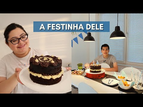 MEU BOLO CONFEITADO QUASE DEU ERRADO | Cesta surpresa pro marido, bolo chocolatudo e a festinha dele