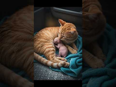 Emotional Rescue: Mother Cat Holding Her Baby Through the Flood